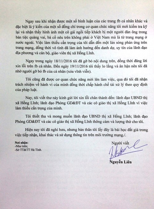 xu phat hanh chinh nguoi dang facebook bia dat ve giao vien ha tinh