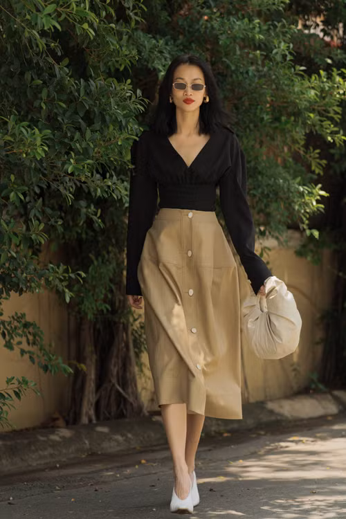 Váy đơn sắc cho nàng công sở