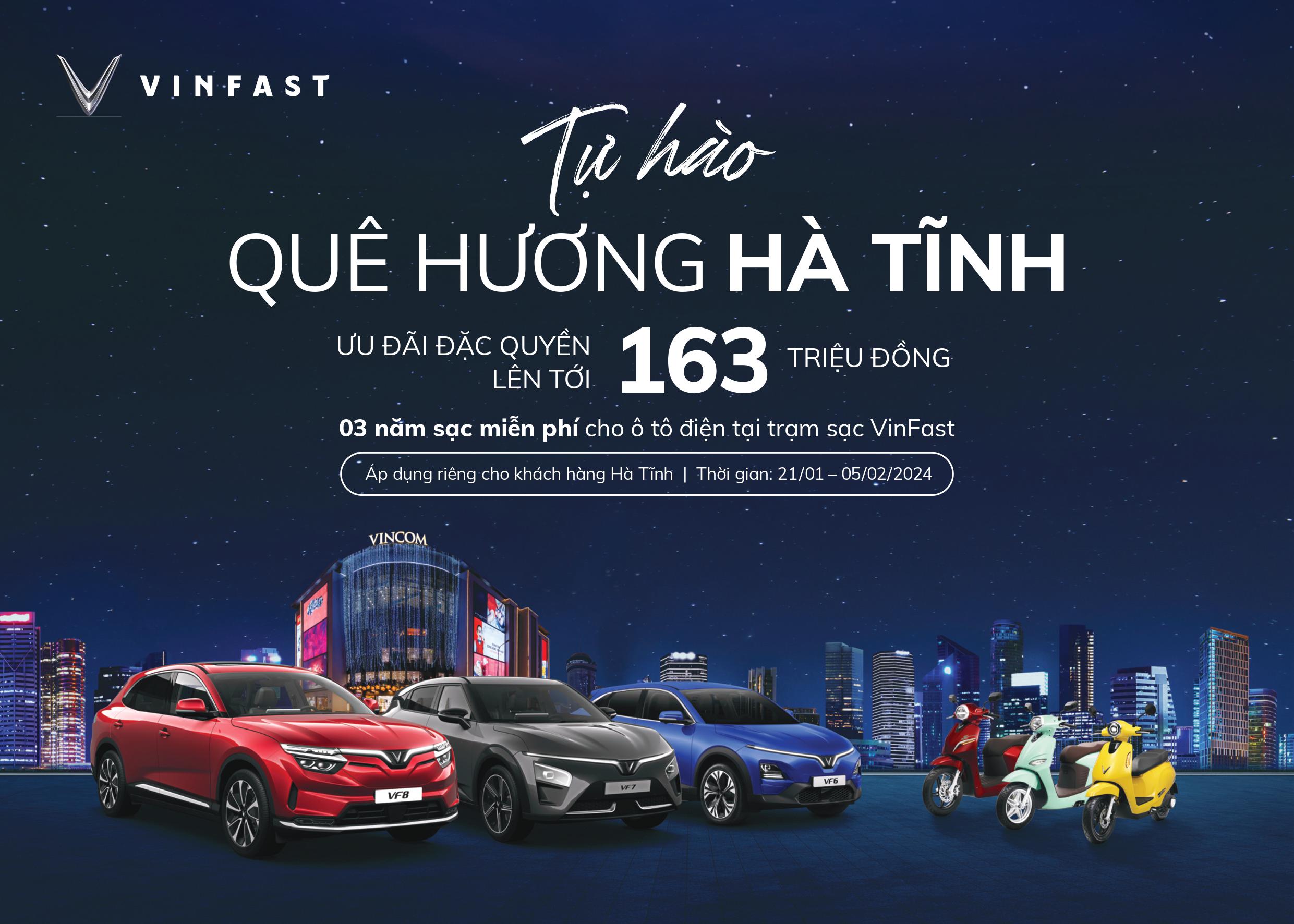 Cơ hội để khách hàng Hà Tĩnh dễ dàng sở hữu xe điện VinFast
