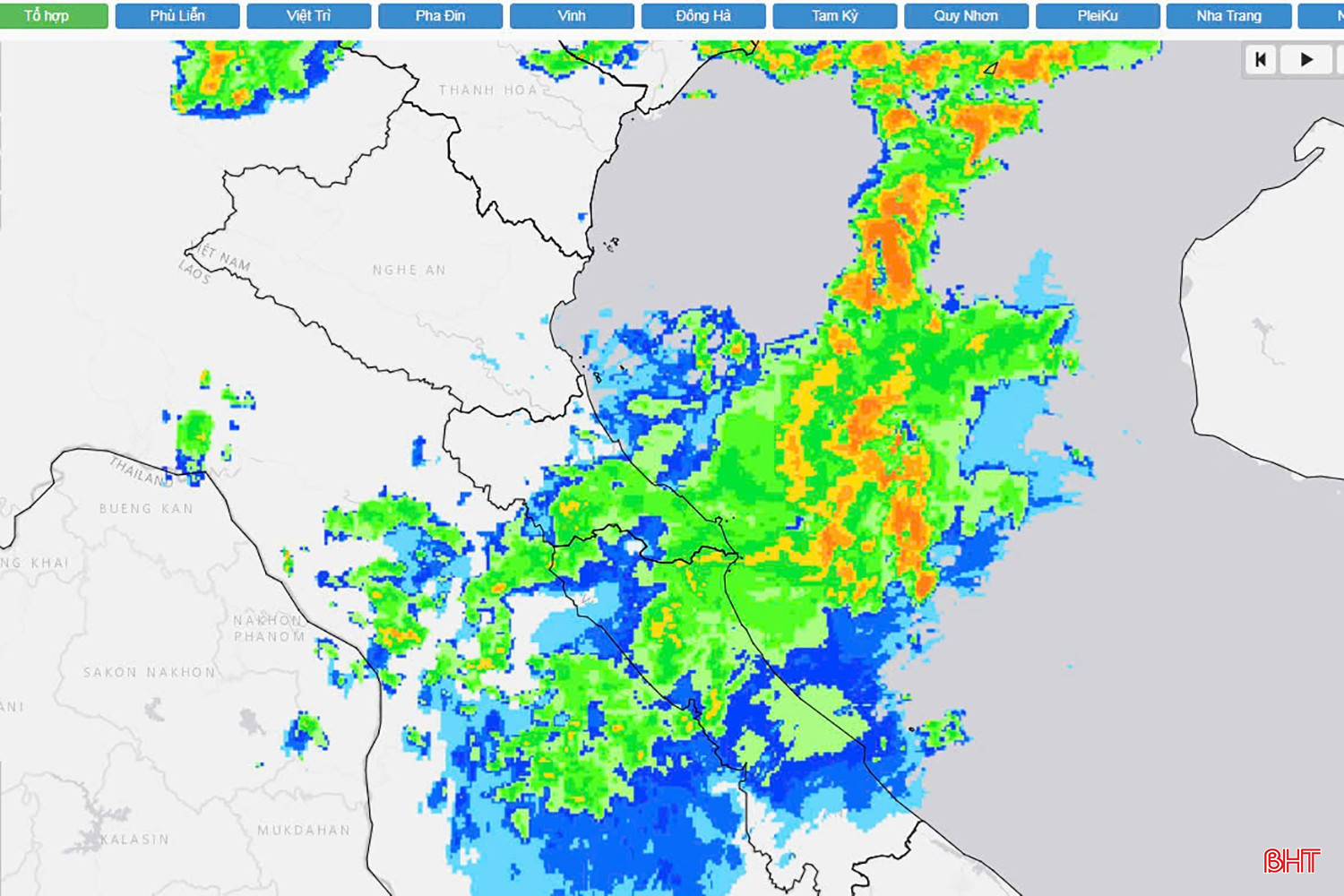 Hình ảnh rada thời tiết.