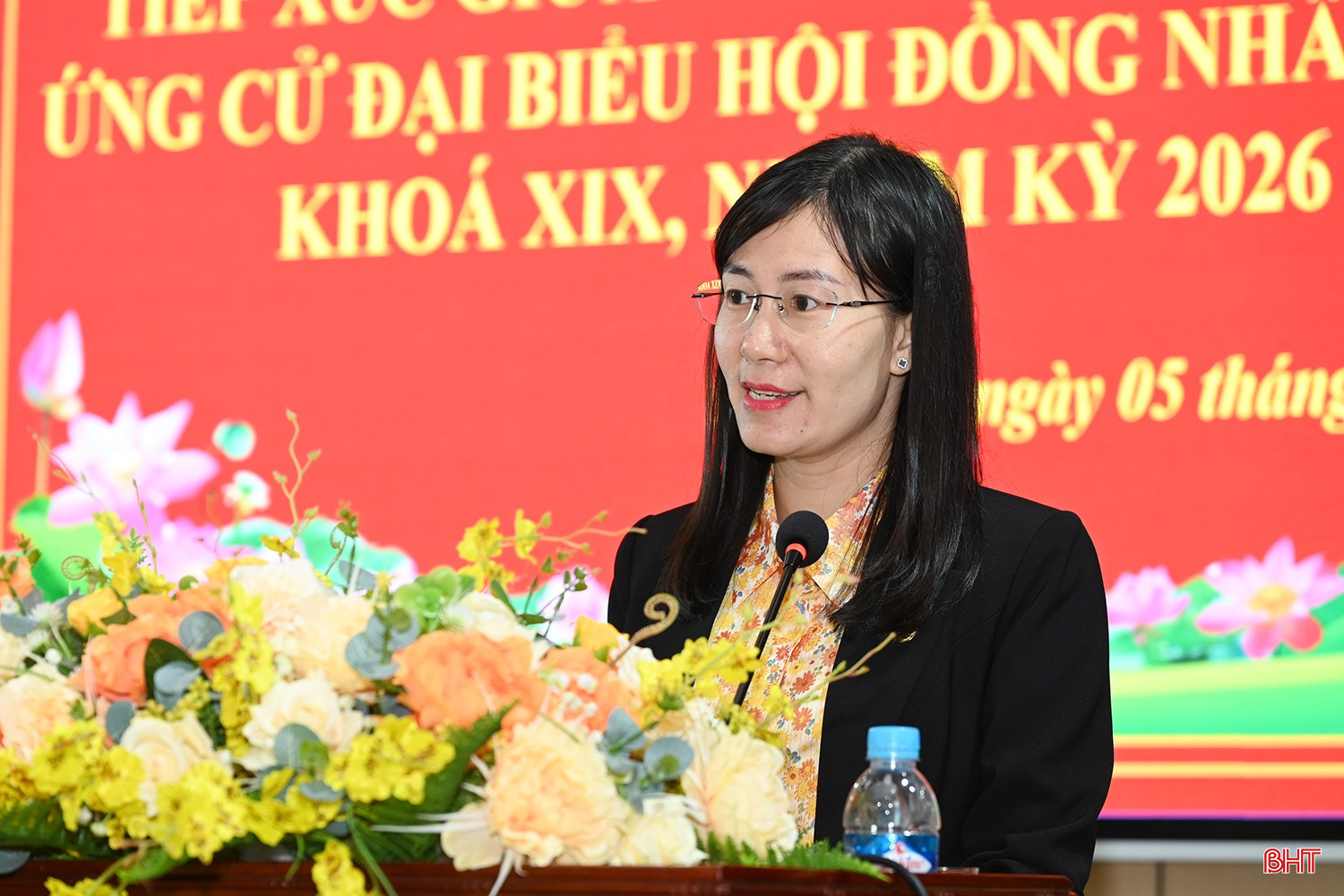 Bà Trần Thị Quỳnh Trang - Viên chức Trung tâm Văn hóa, Điện ảnh và Xúc tiến Du lịch Hà Tĩnh trình bày chương trình hành động.