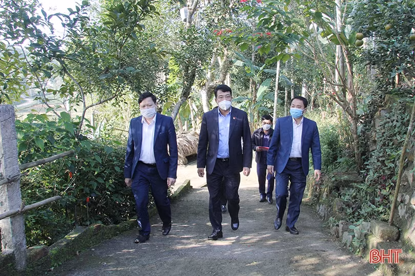 Phó Chủ tịch Thường trực HĐND tỉnh Trần Tú Anh tặng quà gia đình chính sách, người cao tuổi ở Hương Sơn