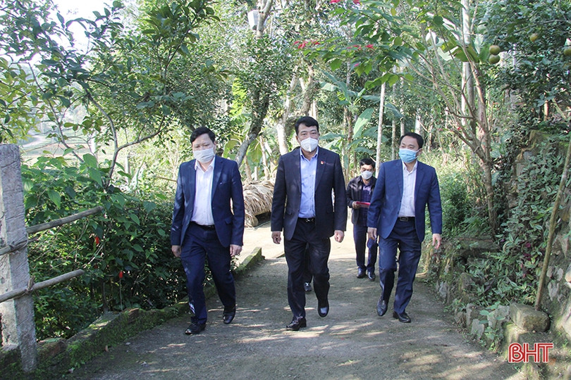 Phó Chủ tịch Thường trực HĐND tỉnh Trần Tú Anh tặng quà gia đình chính sách, người cao tuổi ở Hương Sơn