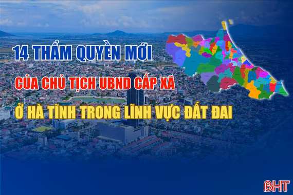 [Infographic] 14 thẩm quyền mới của chủ tịch UBND cấp xã ở Hà Tĩnh trong lĩnh vực đất đai