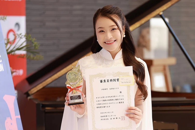 Trần Thị Vân Anh giành Giải thưởng Đặc biệt tại cuộc thi âm nhạc Kyushu Music Competition lần thứ 28 năm 2026, tại Nhật Bản (Ảnh NVCC)