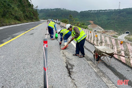 Khắc phục các vết nứt trên quốc lộ 1 qua Đèo Ngang