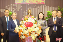 Lãnh đạo tỉnh Savannakhet chúc Tết Đảng bộ, chính quyền và Nhân dân Hà Tĩnh