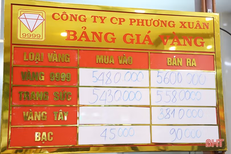 Trước ngày vía Thần tài, giá vàng ở Hà Tĩnh tăng cao