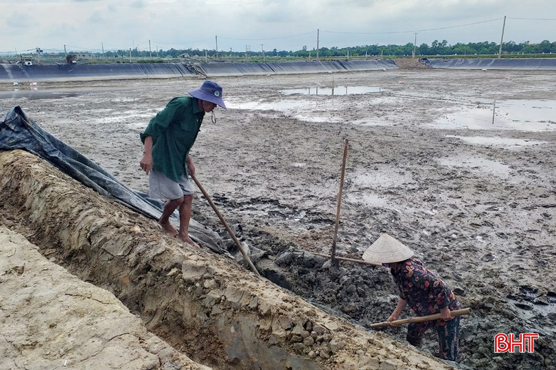 Người nuôi trồng ở vùng Hà Lầm (Thạch Sơn) đắp bờ, phủ bạt để nuôi xen canh tôm, cua đảm an toàn, hiệu quả. bqbht_br_20201003-154946-copy.jpg