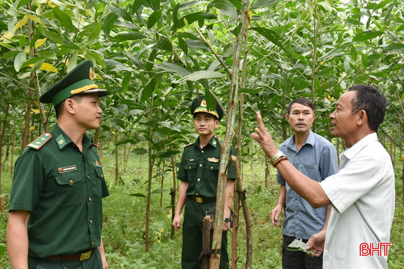 Người dân xã Hương Khê trao đổi kinh nghiệm và nhờ bộ đội biên phòng hỗ trợ khôi phục rừng sản xuất bị ảnh hưởng sau bão. bqbht_br_dsc-1942.jpg