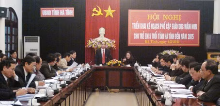 Phó chủ tịch UBND tỉnh Hà Tĩnh Nguyễn Thiện: Phổ cập giáo dục mầm non cho trẻ em 5 tuổi là nhiệm vụ quan trọng của Đảng bộ và nhân dân Hà Tĩnh trong những năm tới.