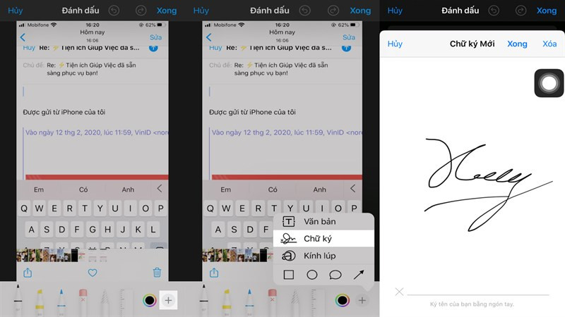 Chèn chữ ký Hướng dẫn ký tay trên iPhone