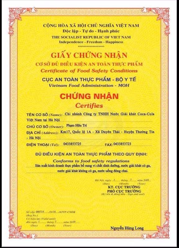 dung luu thong san pham coca cola cuc an toan thuc pham nhan sai