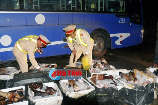 Xe khách chở gần 700kg chân trâu bò bốc mùi hôi thối ảnh 1