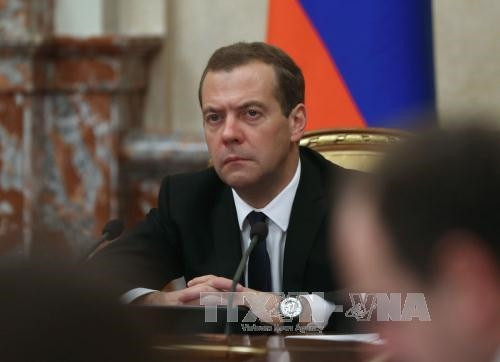 Thủ tướng Nga Dmitry Medvedev (ảnh) trong cuộc họp nội các ngày 26/11. Ảnh: AFP/ TTXVN