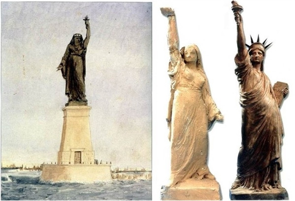 Khi kênh đào sắp hoàn tất sau 10 năm gian khổ, nhà điêu khắc người Pháp Frédéric-Auguste Bartholdi đã cố thuyết phục Ferdinand de Lesseps và chính quyền Ai Cập xây dựng một bức tượng có tên “Ai Cập đem ánh sáng tới châu Á” đặt ở cửa đổ ra Địa Trung Hải. Đó sẽ là một bức tượng phụ nữ cao 27 m, mặc quần áo của người dân Ai Cập và cầm một ngọn đuốc khổng lồ. Tuy nhiên, ông đã bị từ chối. Ảnh: Wakingupwisconsin.