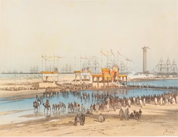 Theo kế hoạch, con kênh sẽ hoàn tất vào thế kỷ 3 trước Công Nguyên, dưới triều đại Ptolemy. Thay vì là một đường nối trực tiếp như kênh đào Suez thời nay, “kênh đào của các Pharaoh” sẽ xuyên qua sa mạc, nối với sông Nile để ra Địa Trung Hải. Ảnh: Collections.