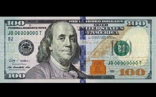 Mặt trước của tờ 100 USD mới - Ảnh: Newmoney.gov.
