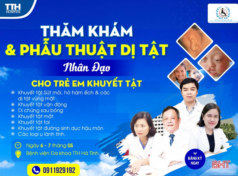 TTH Hà Tĩnh khám sàng lọc và phẫu thuật dị tật nhân đạo cho trẻ em khuyết tật