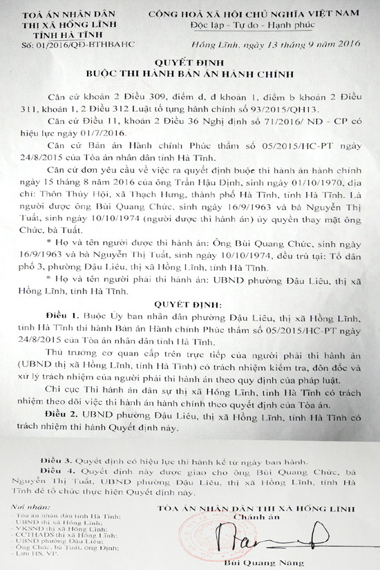 ban an co hieu luc 2 nam phuong dau lieu van day dua khong thi hanh