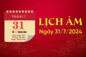 Lịch âm ngày 31/7/2024 - lịch vạn niên - xem lịch âm chính xác nhất