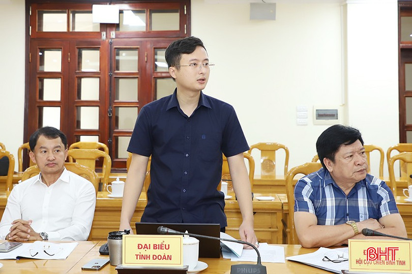 Ông Nguyễn Tuấn Vũ - đại diện Tỉnh đoàn Hà Tĩnh phát biểu tại phiên họp. bqbht_br_a8.jpg