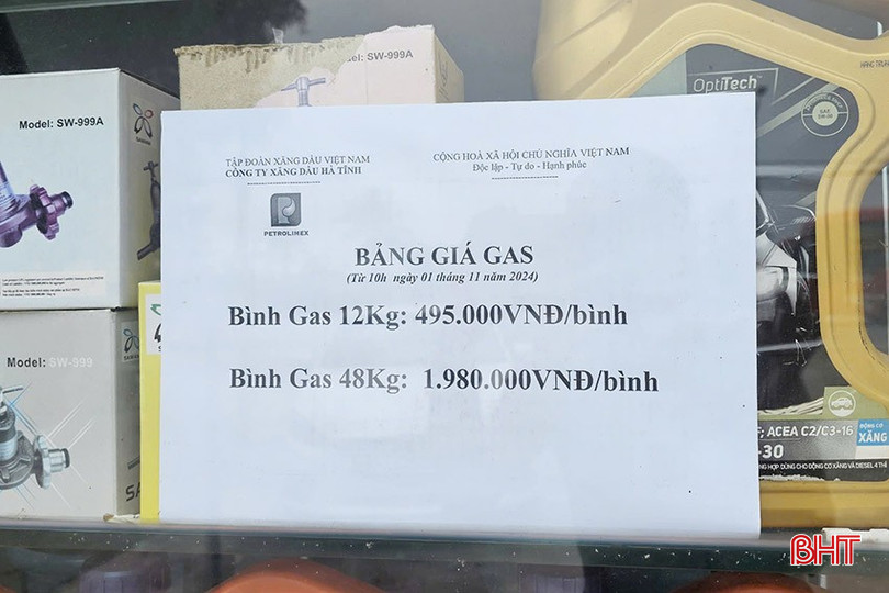 Công ty Xăng dầu Hà Tĩnh niêm yết giá bán gas điều chỉnh từ ngày 1/11. bqbht_br_1.jpg