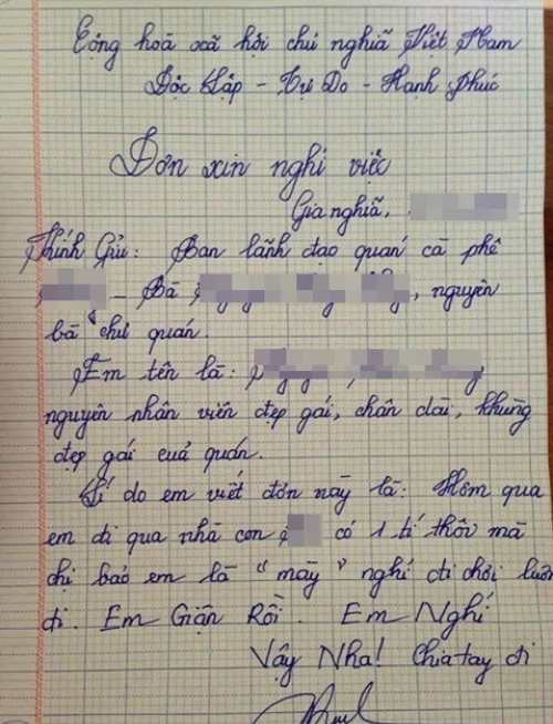 nhung la don xin nghi viec chat nhat viet nam