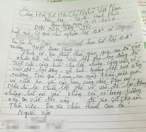 nhung la don xin nghi viec chat nhat viet nam