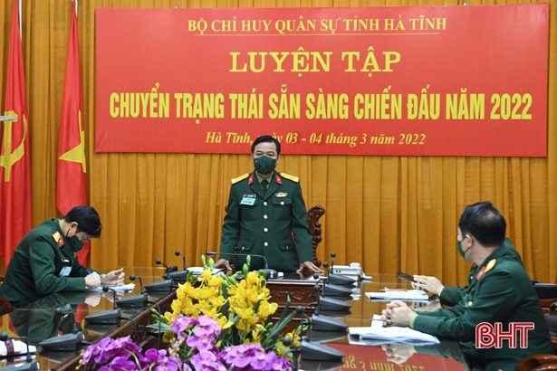 Bộ CHQS tỉnh Hà Tĩnh tổ chức luyện tập chuyển trạng thái sẵn sàng chiến đấu
