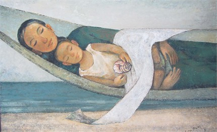 “Lời ru của biển”, chất liệu sơn dầu của tác giả Vũ Dương