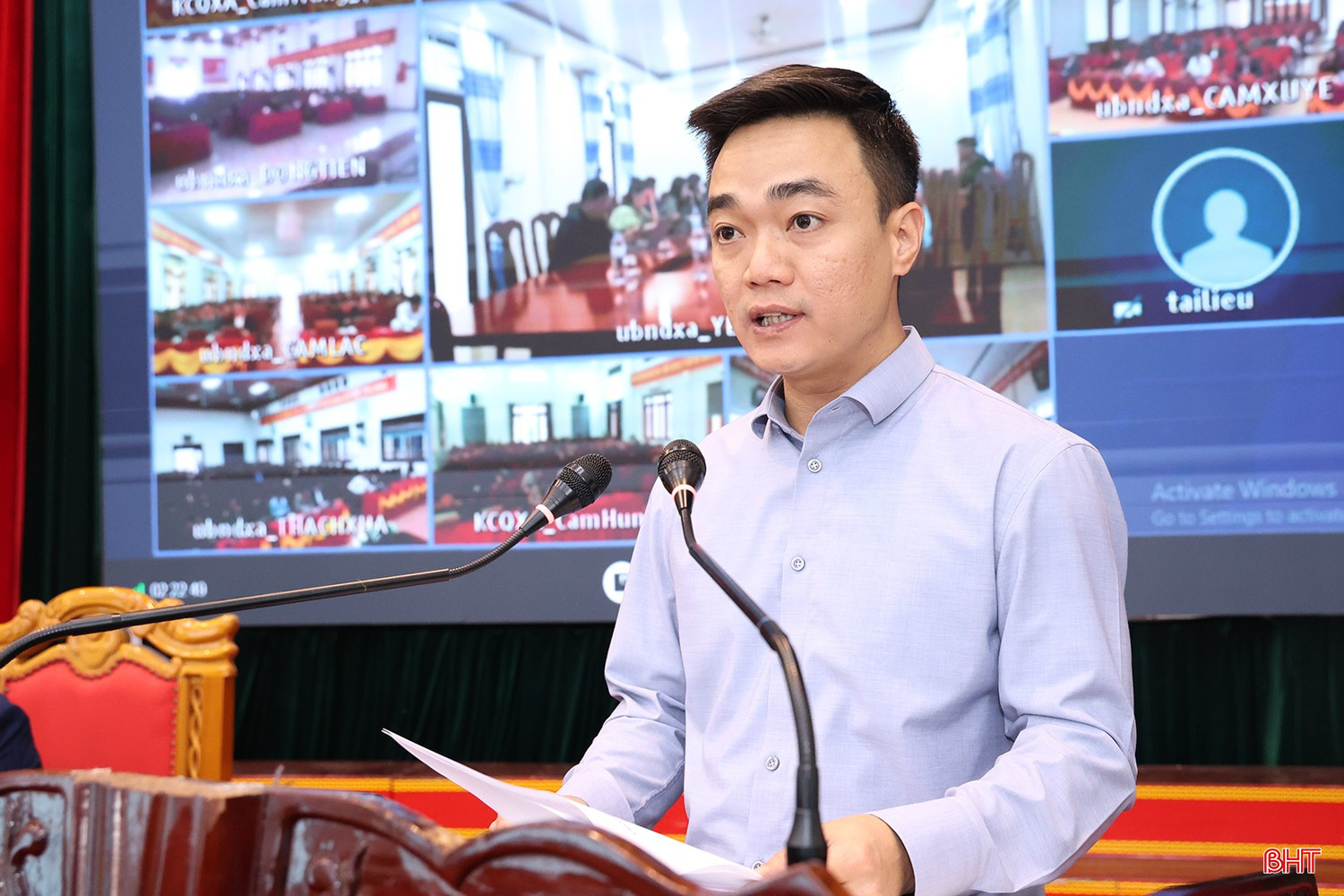 Ông Thiều Đình Long - Trưởng phòng Tổng hợp, Sở Tài chính Hà Tĩnh trình bày chương trình hành động.