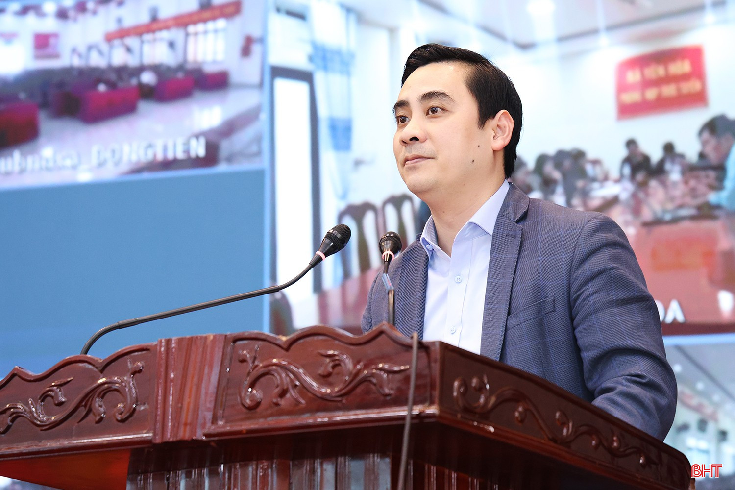 Ông Lê Thành Đông - Giám đốc Sở KH&amp;CN Hà Tĩnh trình bày chương trình hành động.