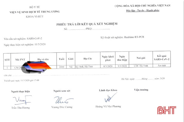 Bệnh nhân cách ly tại bệnh viện ở Kỳ Anh có kết quả âm tính với Covid-19