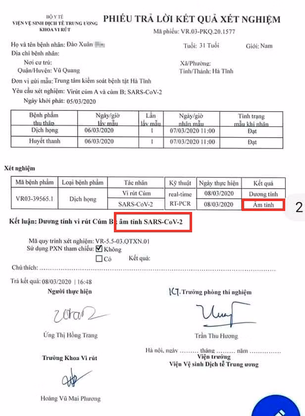 Bệnh nhân cách ly tại bệnh viện Vũ Quang âm tính với Covid-19