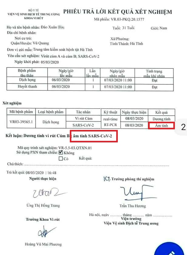 Bệnh nhân cách ly tại bệnh viện Vũ Quang âm tính với Covid-19