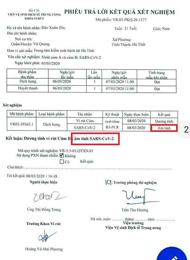 Bệnh nhân cách ly tại bệnh viện Vũ Quang âm tính với Covid-19