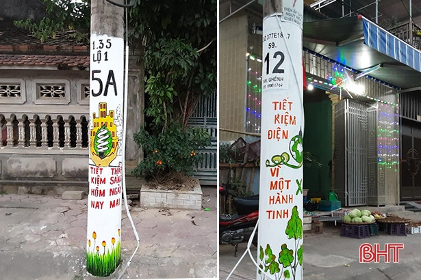 Điện lực Hương Sơn “khoác áo mới cho cột điện