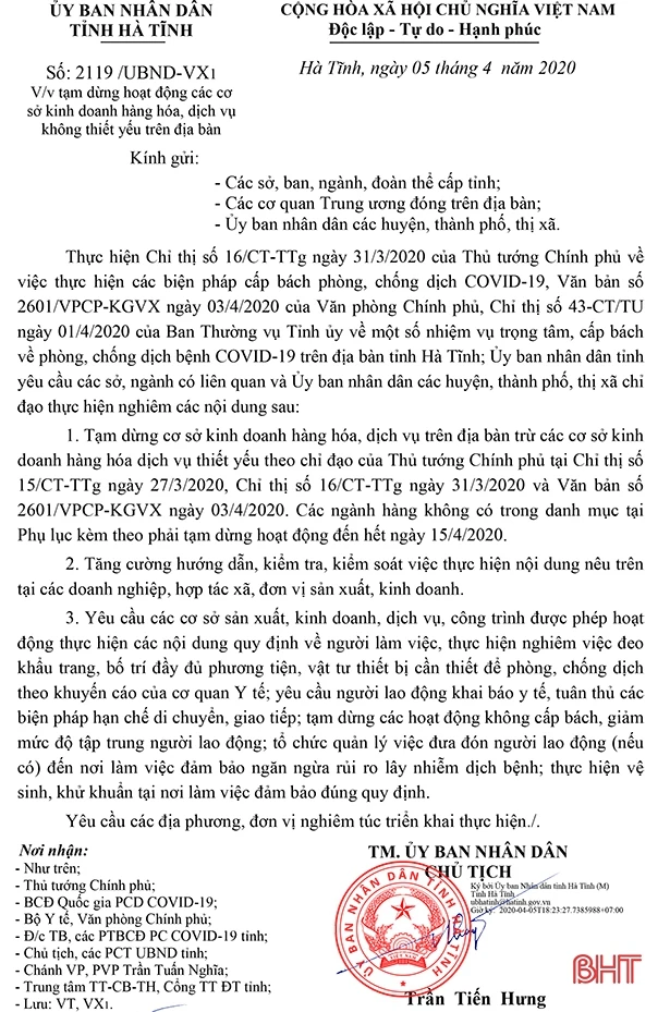 Nhật ký 15 ngày giãn cách xã hội vừa qua ở Hà Tĩnh