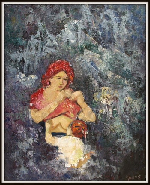 Bức tranh "Mẹ trong đá" của họa sỹ Đỗ Đức