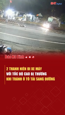 2 thanh niên đi xe máy với tốc độ cao bị thương khi tránh ô tô tải sang đường