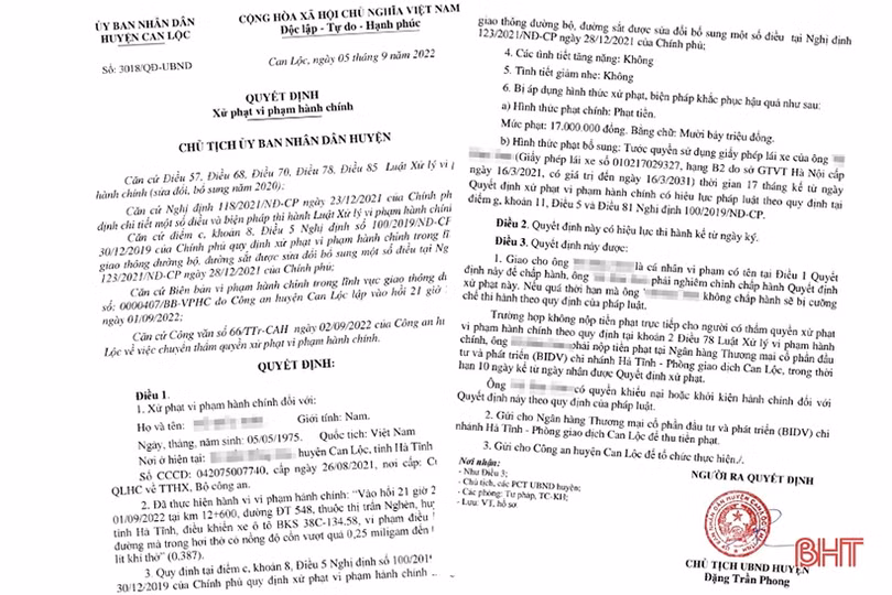 Hà Tĩnh: Xử phạt trên 34 triệu đồng 2 trường hợp vi phạm nồng độ cồn