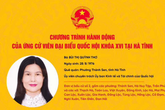 Chương trình hành động ứng cử viên ĐBQH khóa XVI Bùi Thị Quỳnh Thơ