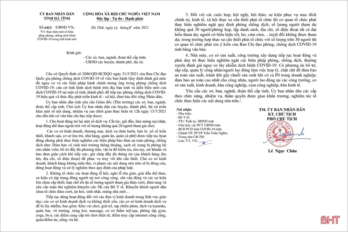 Từ 12h trưa nay, Hà Tĩnh cho phép hoạt động lại dịch vụ cắt tóc, khuyến khích người dân chưa tổ chức đám cưới