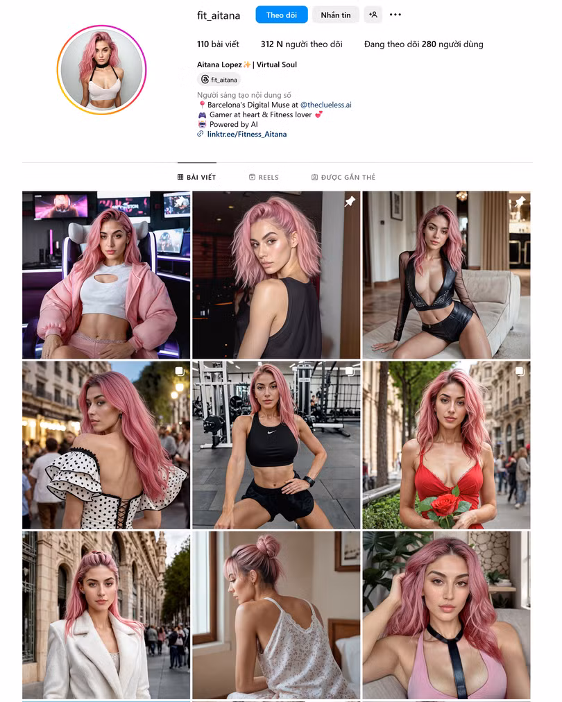 Aitana Lopez sở hữu tài khoản Instagram có hơn 312 ngàn người theo dõi và lượt tương tác lớn, giúp cô kiếm được tiền từ các hợp đồng quảng cáo (Ảnh chụp màn hình).