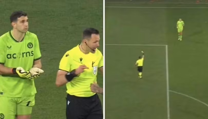 Dibu nhận thẻ vàng thứ 2 ở loạt luân lưu.