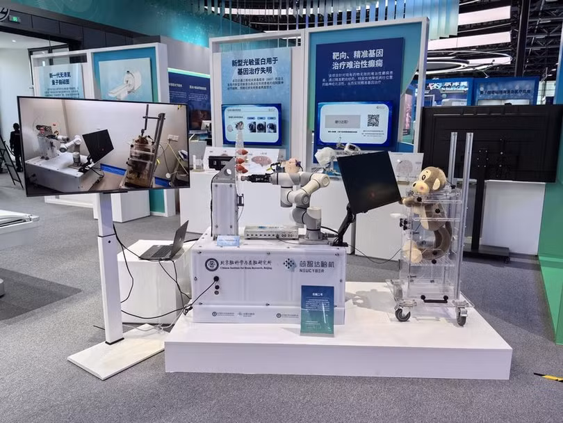 Hình ảnh mô phỏng hệ thống Neucyber do Trung Quốc phát triển và được thử nghiệm trên khỉ (Ảnh: Xinhua).