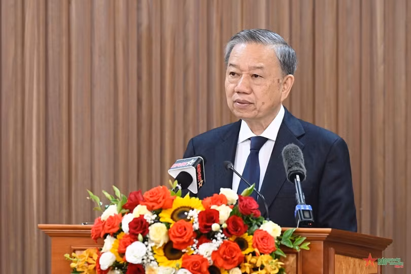 Chủ tịch nước Tô Lâm phát biểu chỉ đạo tại buổi làm việc. Ảnh: VIỆT TRUNG