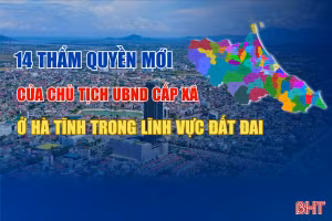 [Infographic] 14 thẩm quyền mới của chủ tịch UBND cấp xã ở Hà Tĩnh trong lĩnh vực đất đai