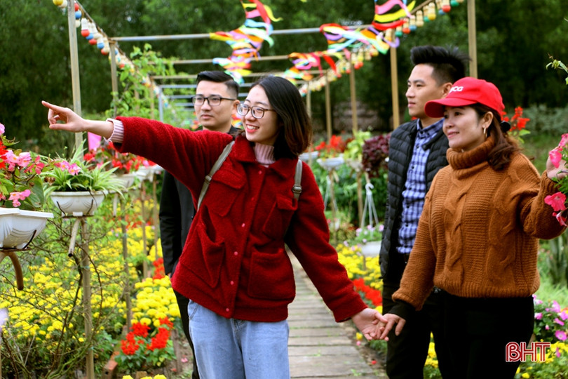 Hoa xuân Đồng Nôi rực rỡ hút khách những ngày đầu năm mới